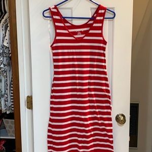 Red striped maxi dress